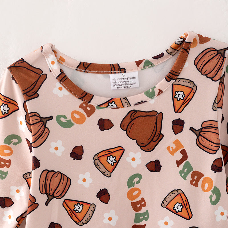 (In Stock L07-02-01)Girls Thanksgiving Print Tulle Dress
