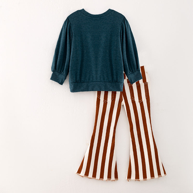 (In Stock Q04-04-01)Girls Thanksgiving Print Jeans Set