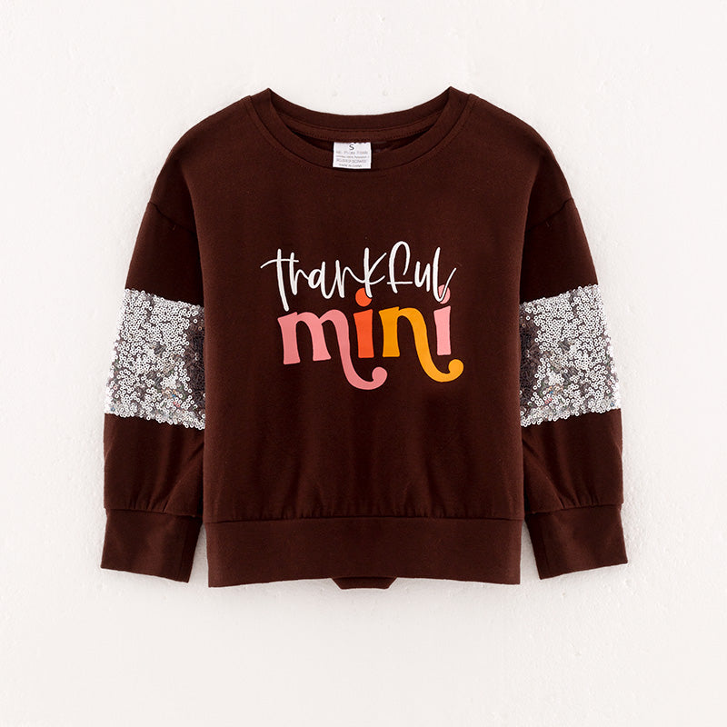 (In Stock L19-04-01)Mommy and Me “thankful MAMA and MINI” Print Top