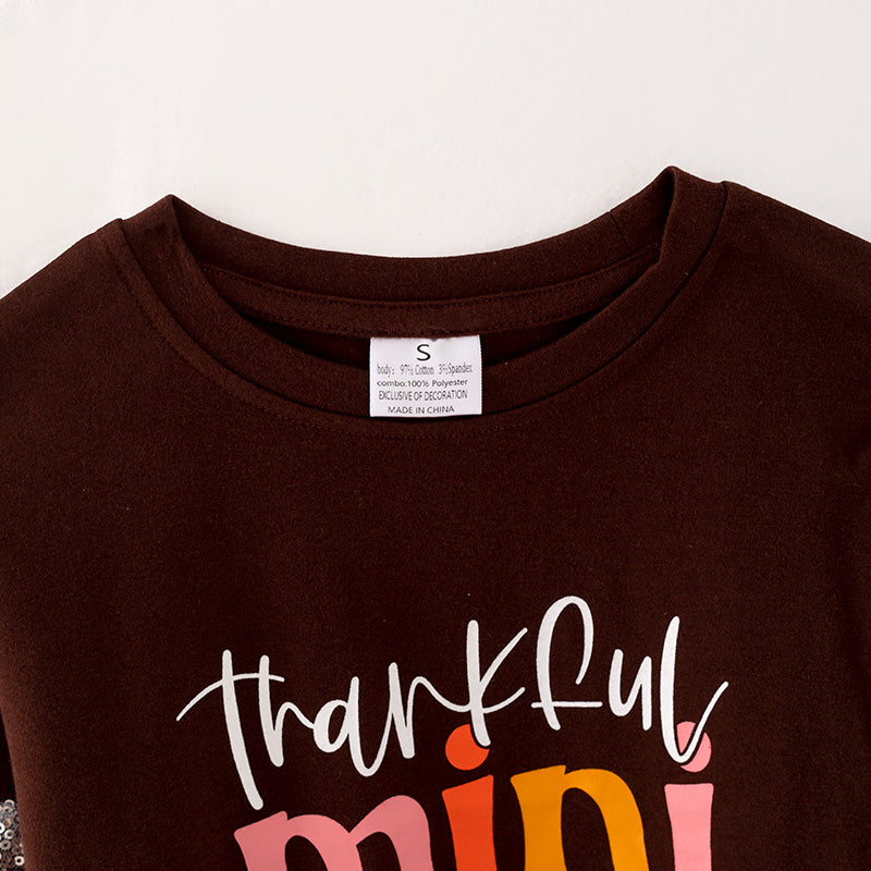 (In Stock L19-04-01)Mommy and Me “thankful MAMA and MINI” Print Top