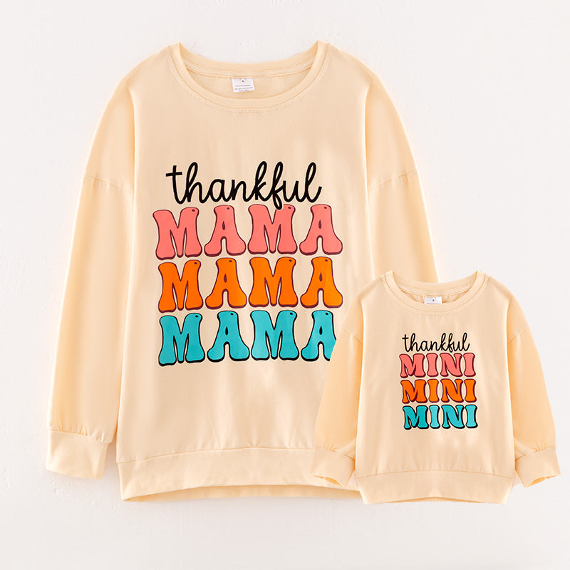 (In Stock L23-02-02)Mommy and Me “thankful MAMA” Print Top