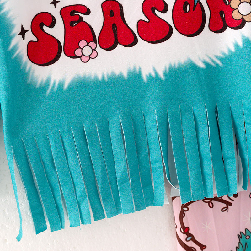 (In Stock L28-4-3)Girls Christmas Print Outfit Set