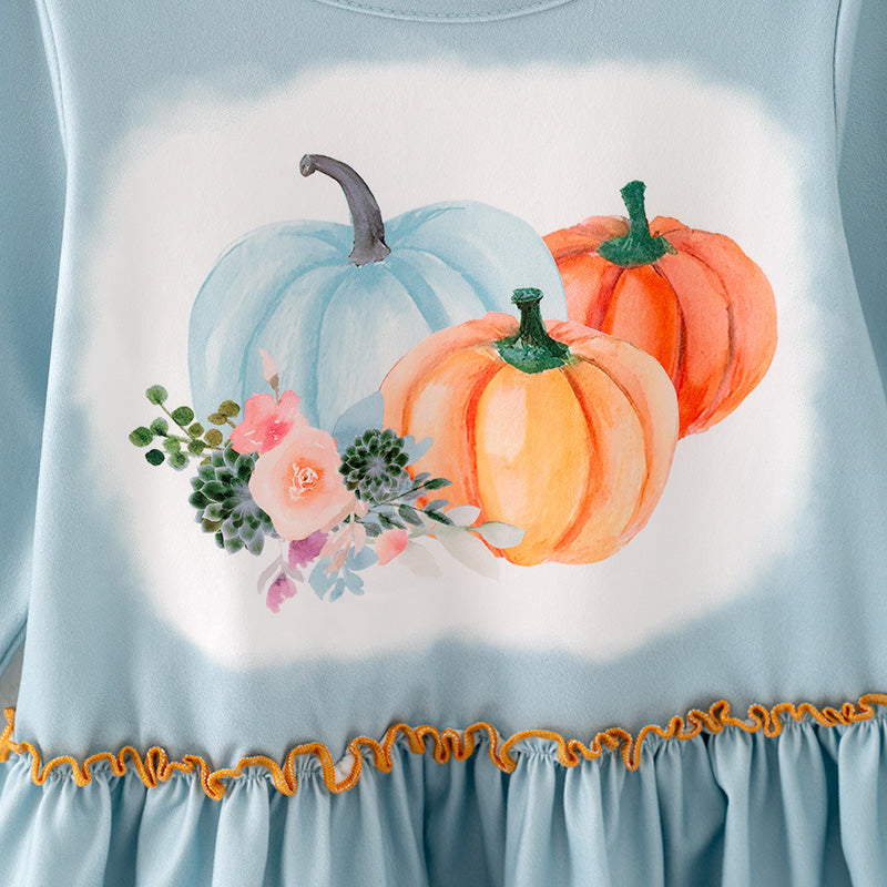 (In Stock Q4-5-1)Girls Thanksgiving Print Outfit Set