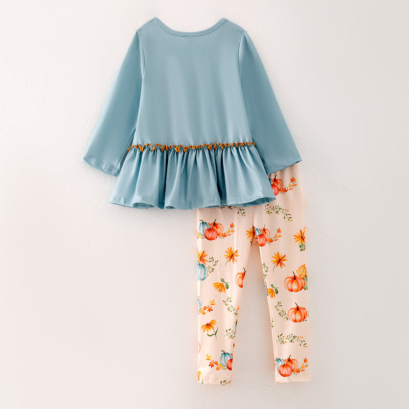 (In Stock Q4-5-1)Girls Thanksgiving Print Outfit Set
