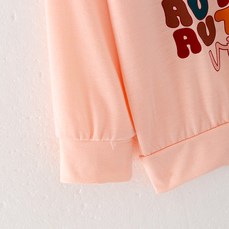 (In Stock Q6-2-1)Girls Thanksgiving “AUTUMN VIBES” Print Top