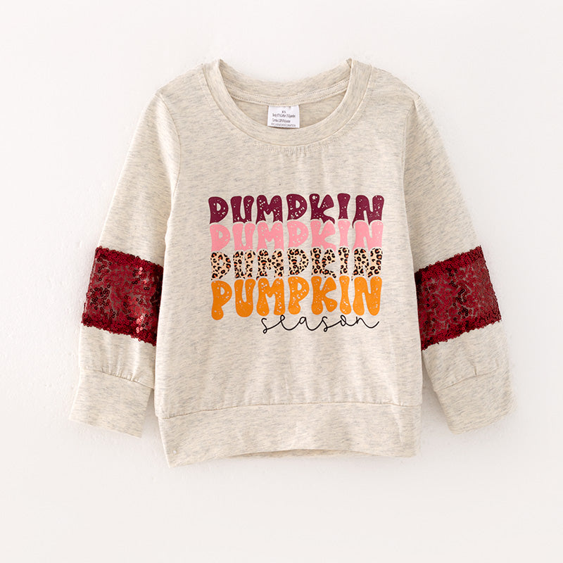 (In Stock Q6-4-1)Mommy and Me Thanksgiving Pumpkin Season Print Top