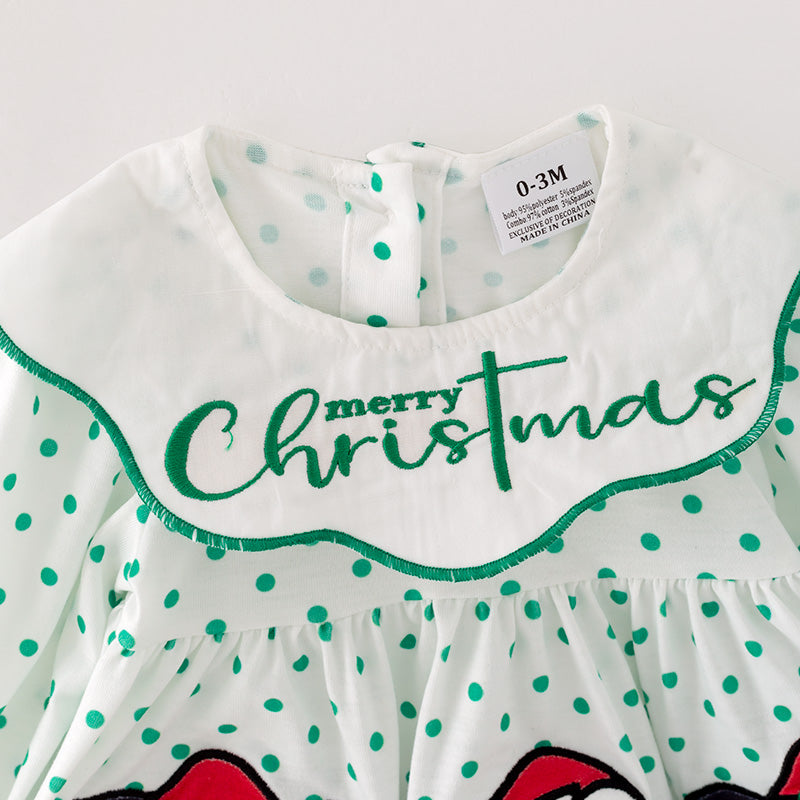 (In Stock A5-2-3) Baby Girls Christmas Cartoon Embroided Romper Set