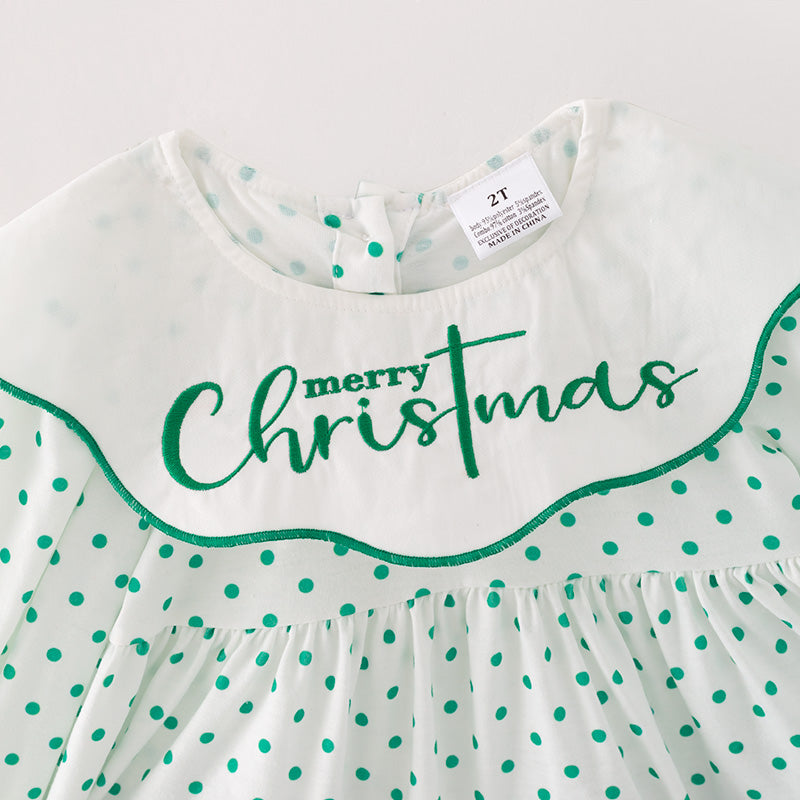 (In Stock A5-4-3)Girls Christmas Cartoon Embroided Outfit Set