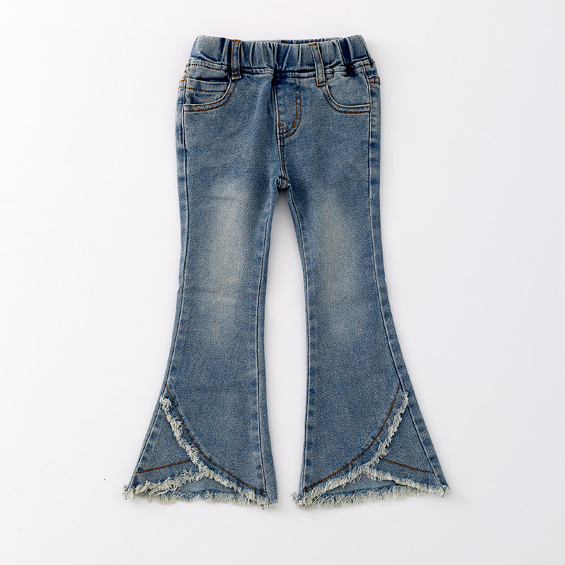 (In Stock)One Pack(7 Pieces total) Sale Girls Light Blue Denim Bell Pants