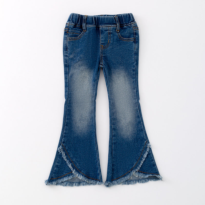 (In Stock)One Pack(7 Pieces total) Sale Girls Blue Denim Bell Pants
