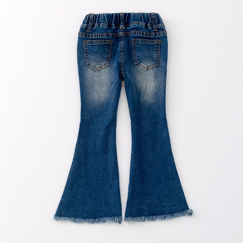 (In Stock)One Pack(7 Pieces total) Sale Girls Blue Denim Bell Pants