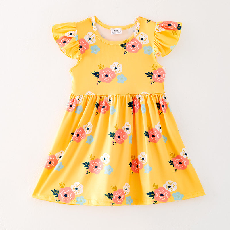 (In Stock)Girls Spring and Summer Floral Print Dress 3 Pieces