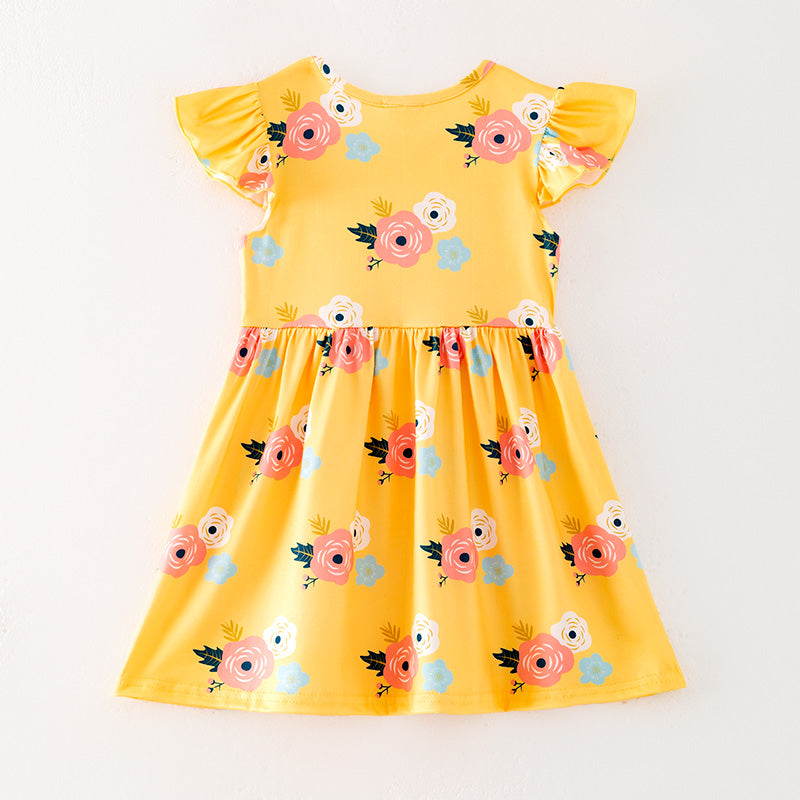 (In Stock)Girls Spring and Summer Floral Print Dress 3 Pieces