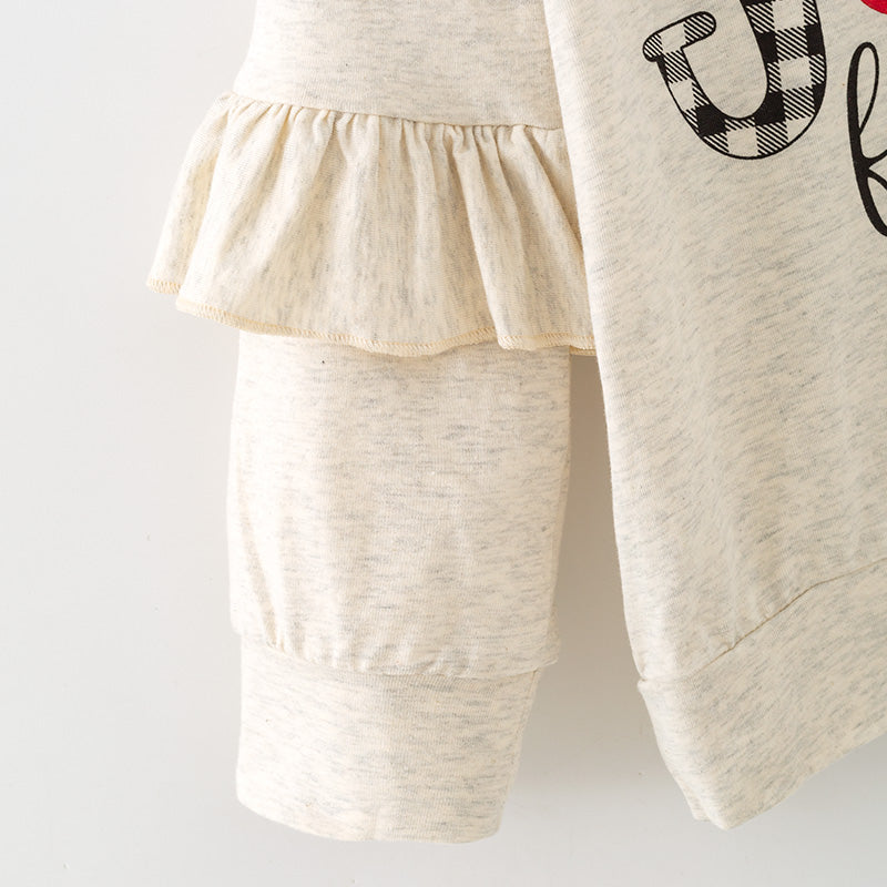 (In Stock)Girls Christmas Print Cotton Top Sequin Pants Set