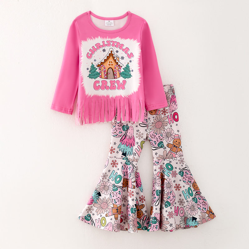(In Stock L29-5-2)Girls Christmas Print Outfit Set
