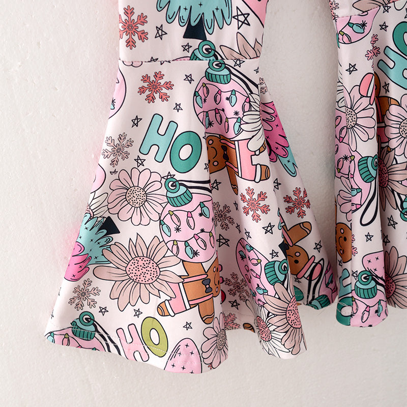 (In Stock L29-5-2)Girls Christmas Print Outfit Set