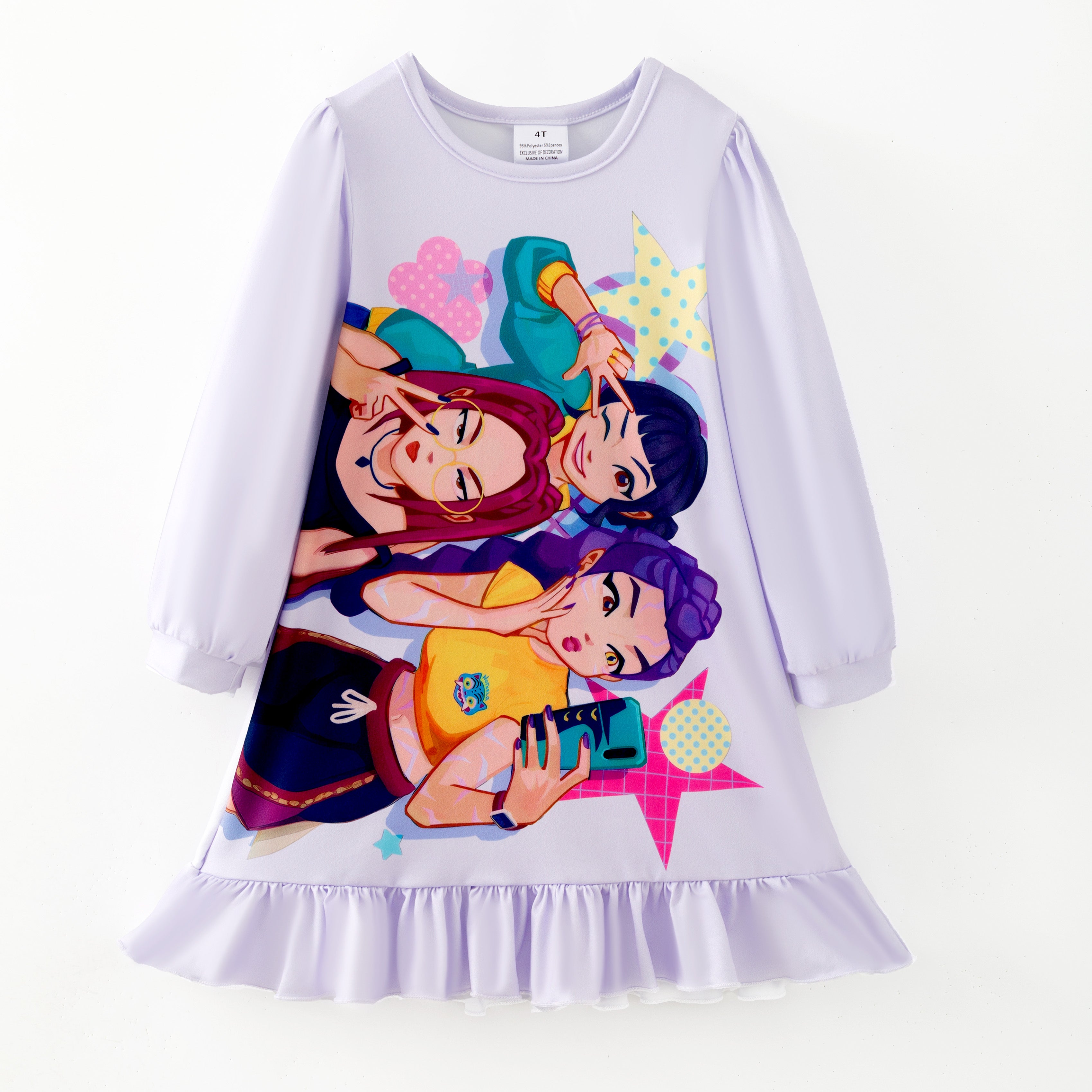 (Pre Order,Prepack Zone)Girls Movie Character Print Pajamas Dress(Mix Size)
