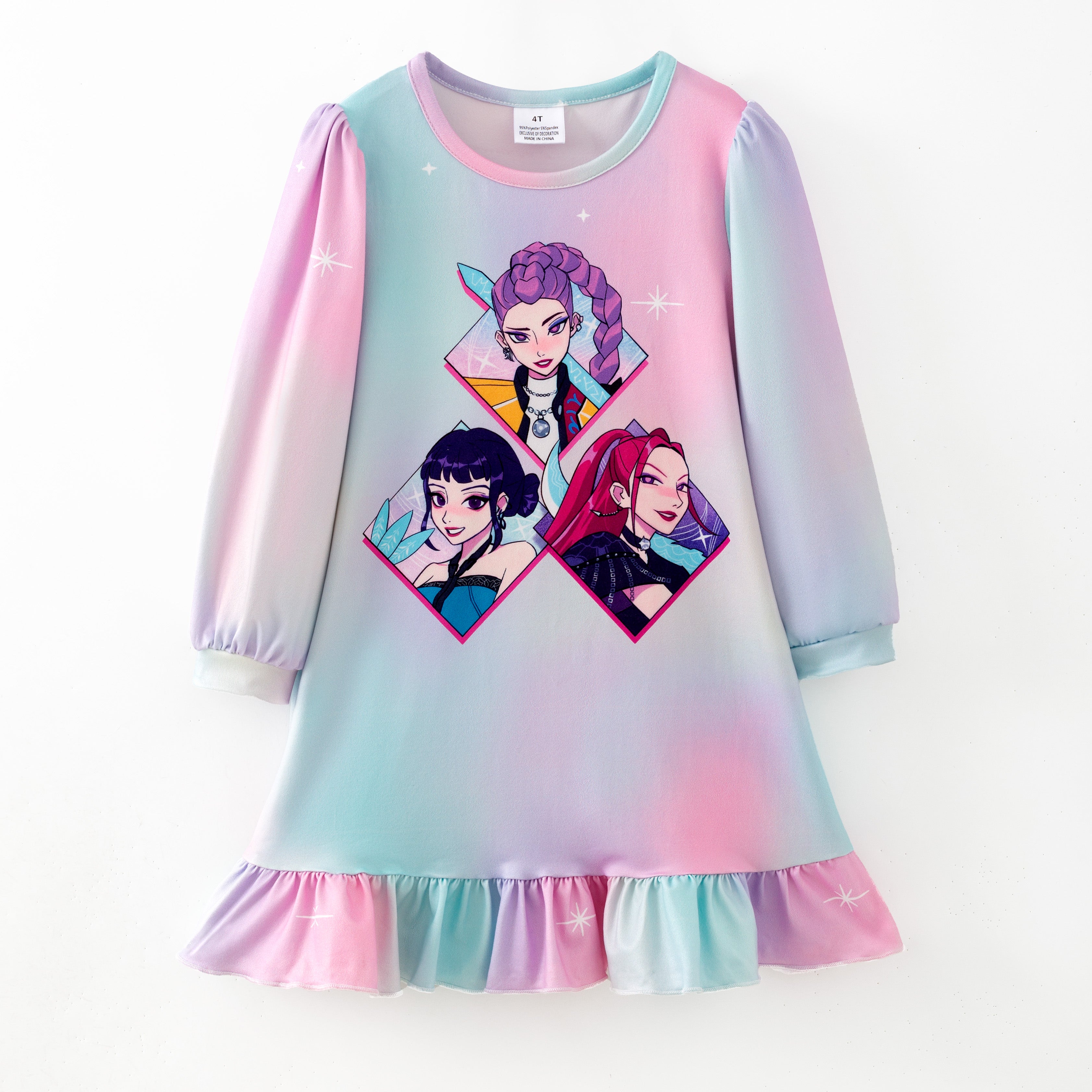 (Pre Order,Prepack Zone)Girls Movie Character Print Pajamas Dress(Mix Size)