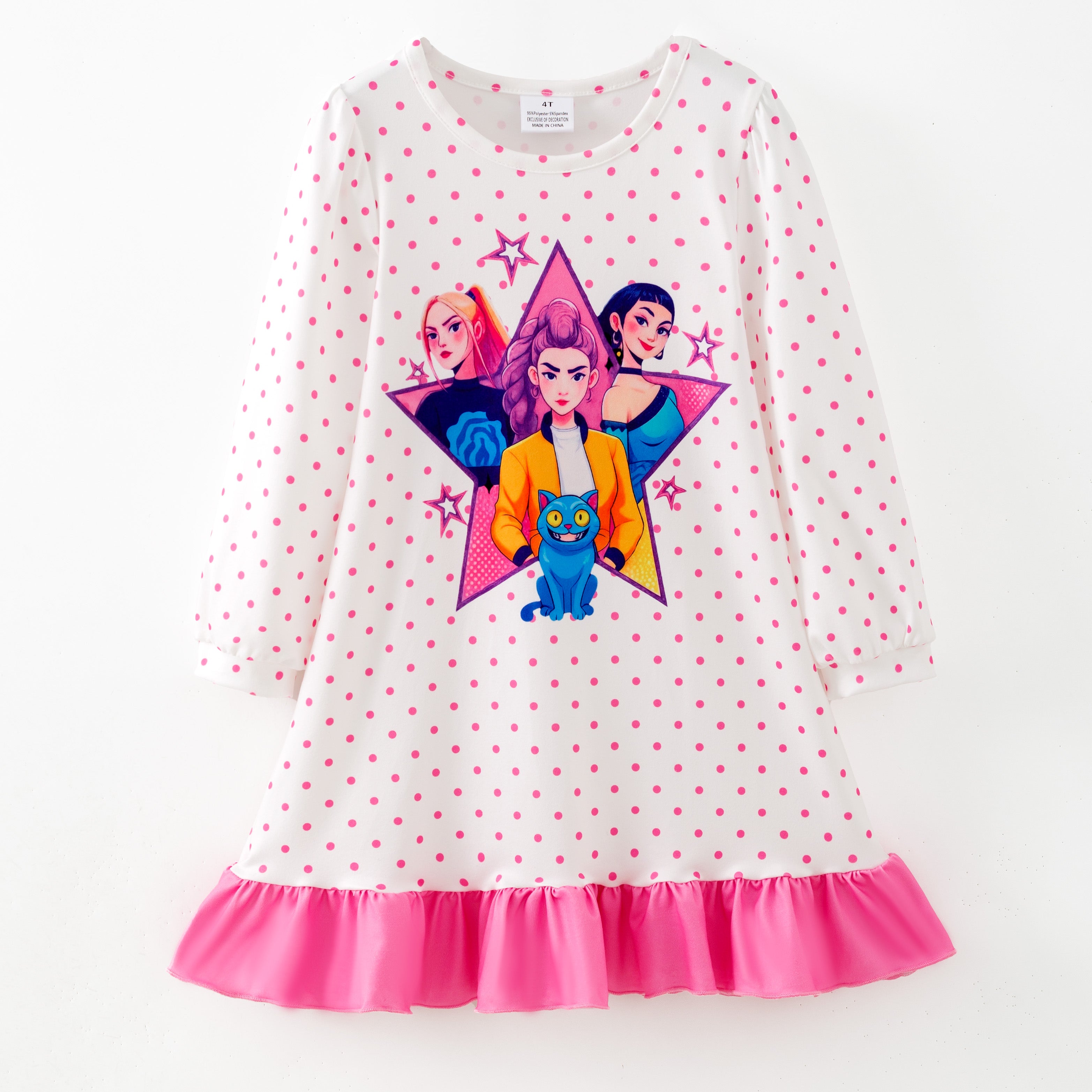 (Pre Order,Prepack Zone)Girls Movie Character Print Pajamas Dress(Mix Size)