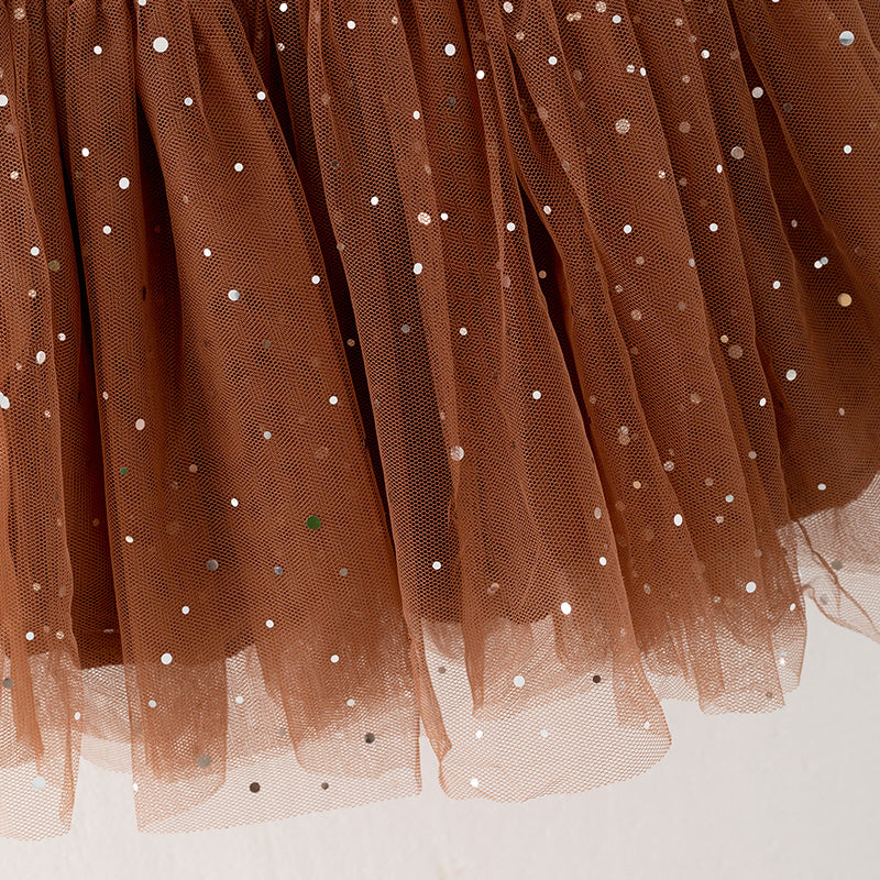 (In Stock L7-4-1)Girls Thanksgiving Print Tulle Dress