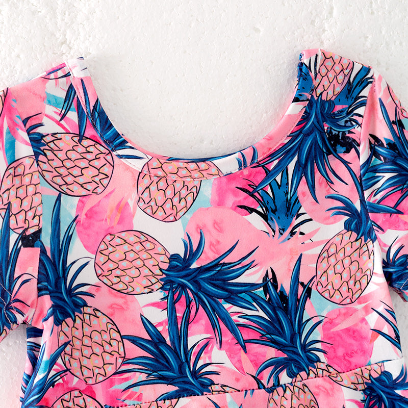 (In Stock)Girls Spring and Summer Pineapple Print Dress