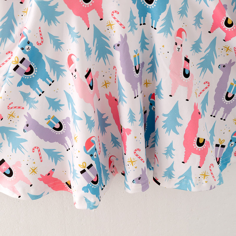 (In Stock L23-01-01)Girls Christmas Print Dress