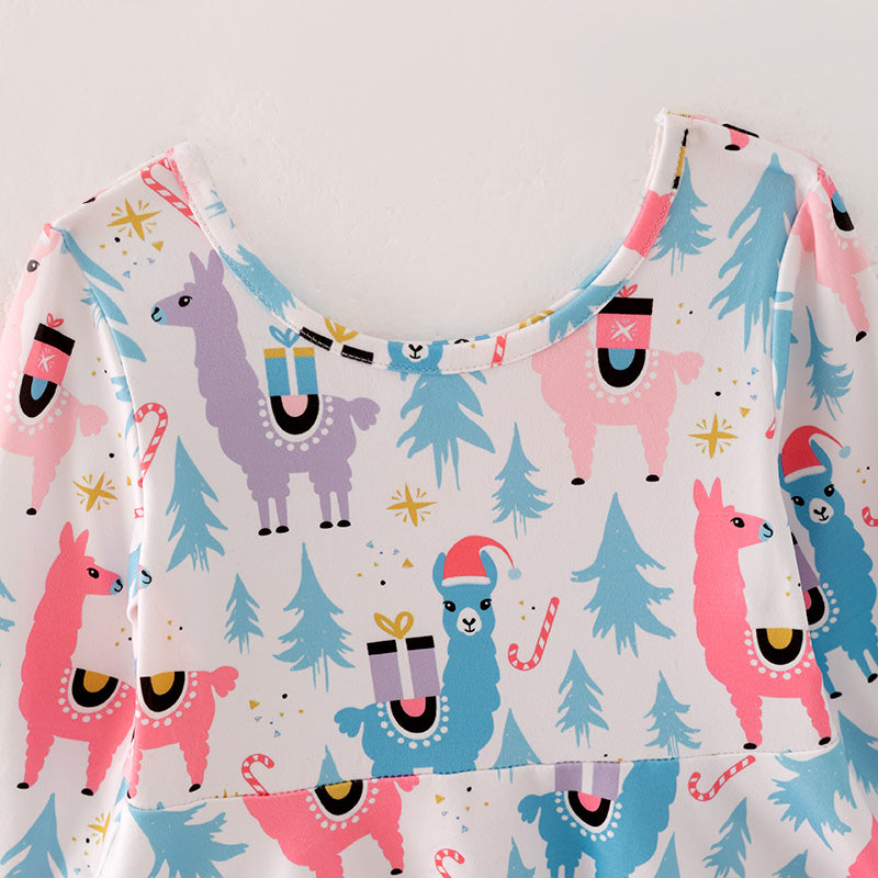 (In Stock L23-01-01)Girls Christmas Print Dress