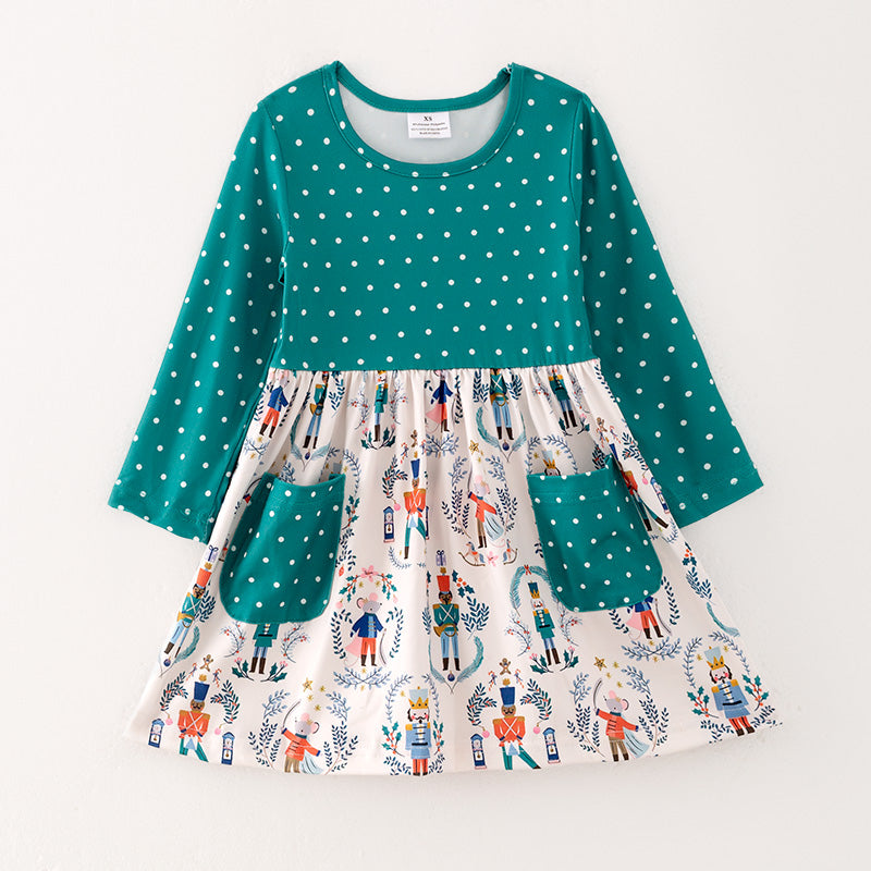(In Stock)Girls Christmas Print Dress