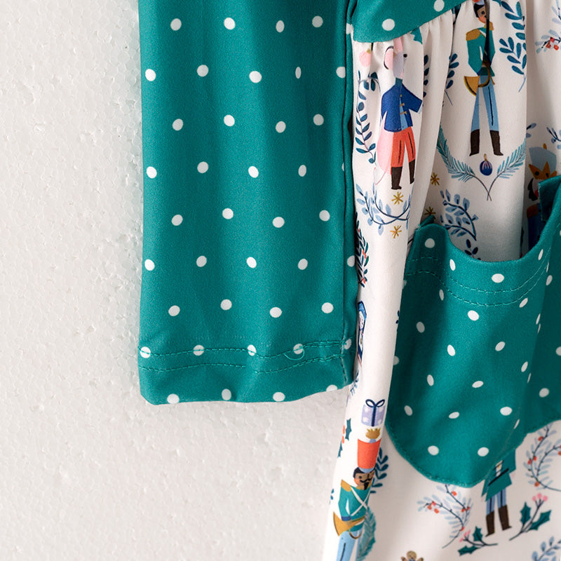 (In Stock)Girls Christmas Print Dress