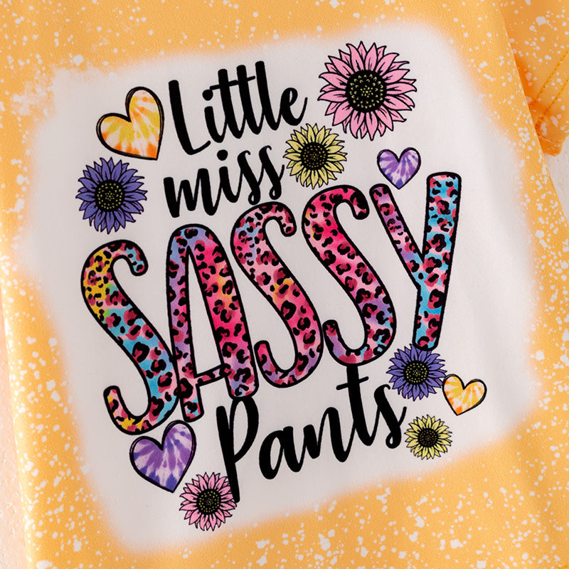 (In Stock)Girls Spring and Summer Little Miss Sassy Pants Print Top