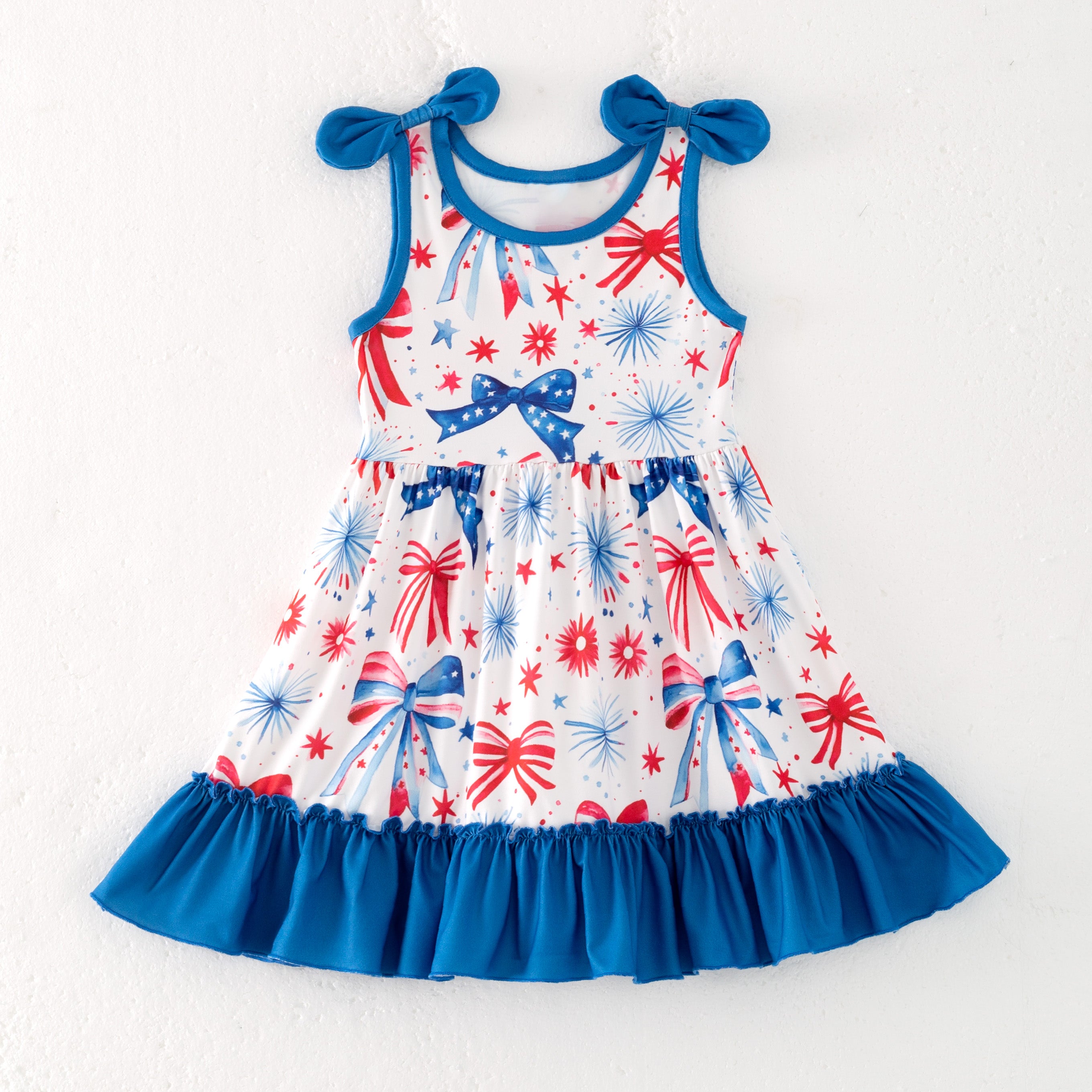 (Pre Order)Girls Patriotic&Cherry Print Dress
