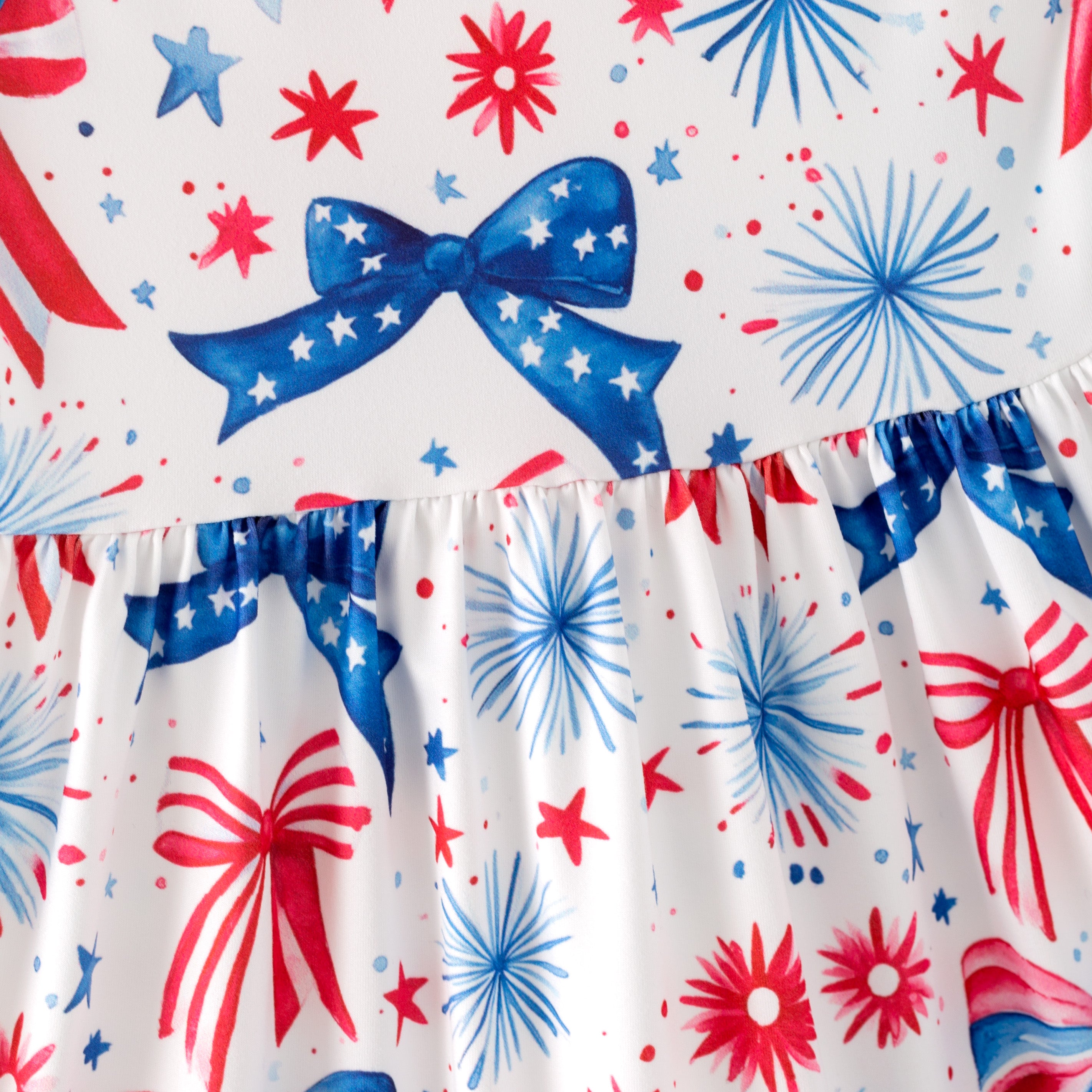 (Pre Order)Girls Patriotic&Cherry Print Dress