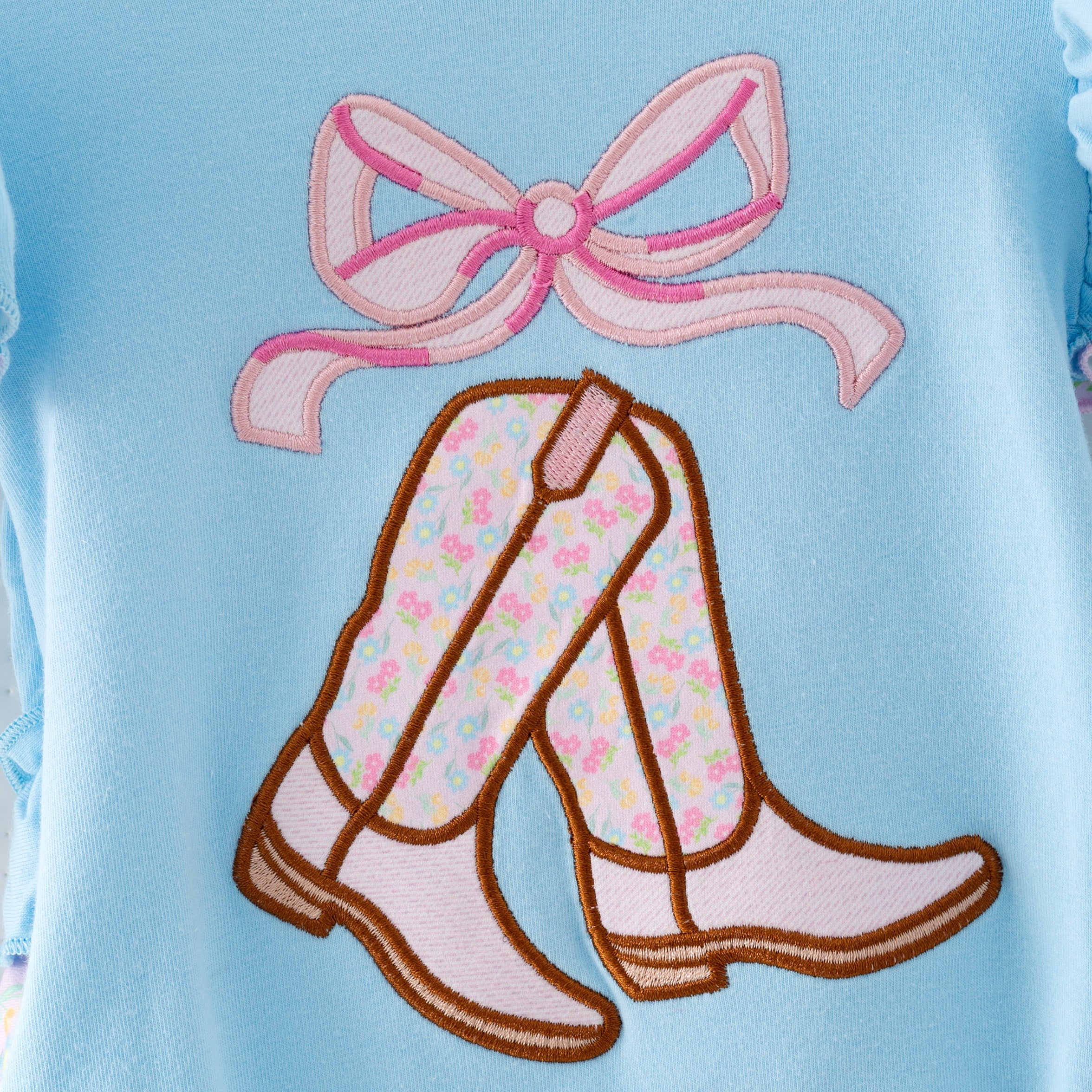 (In Stock)Sisters Fall Boots Applique Ruffle Outfit Set&Romper