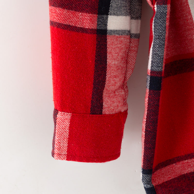 (In Stock)Girls Christmas Red Plaid Dress with Belt