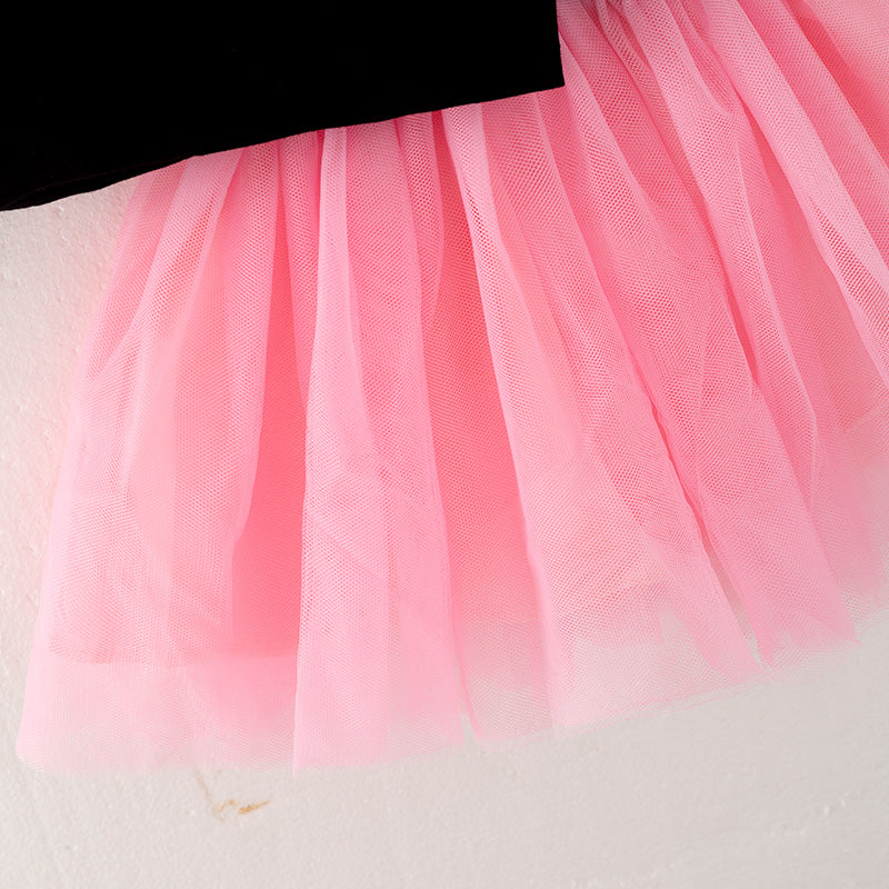 (In Stock Q5-3-1)Girls Halloween Print Tulle Skirt Suit