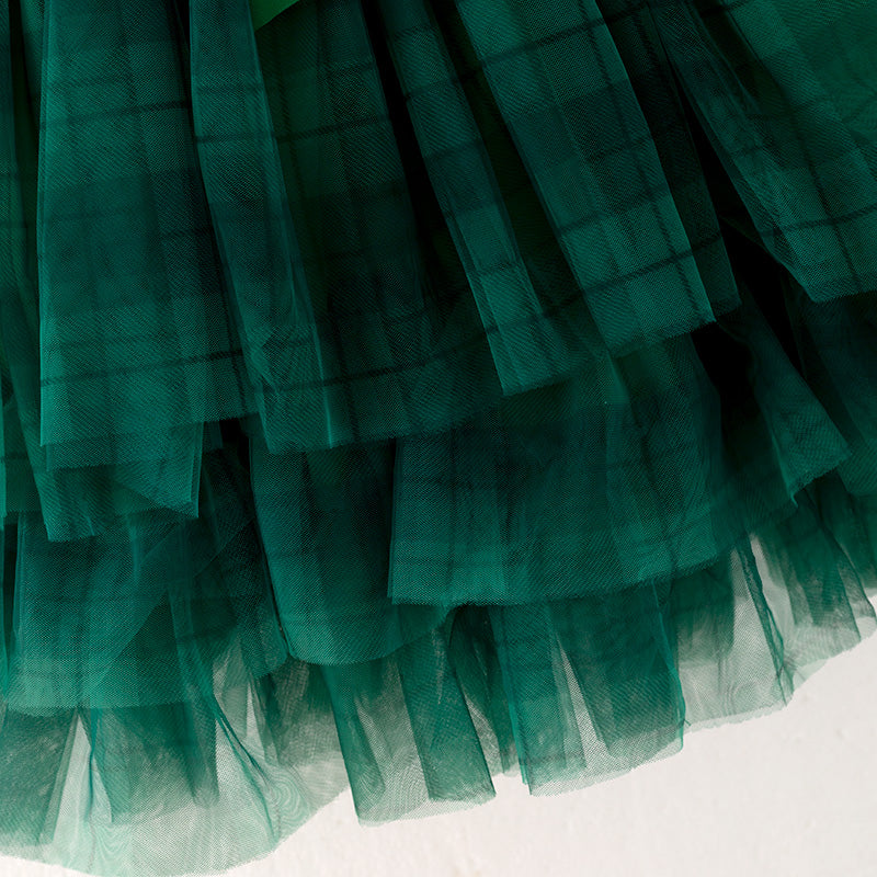 (In Stock A4-6-2)Girls Christmas JOY Print Tulle Dress