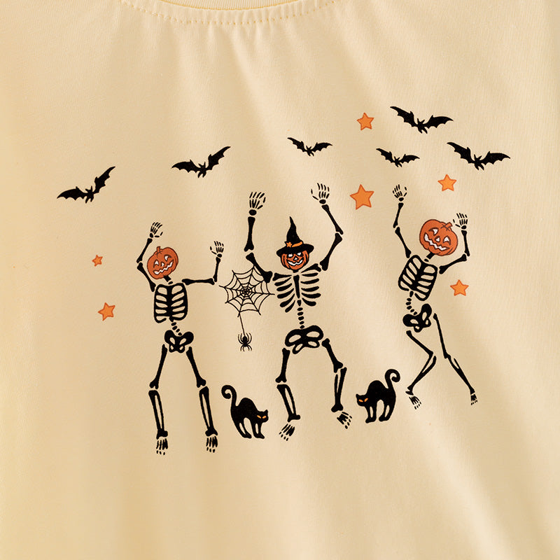 (In Stock Q2-5-2)Girls Halloween Print Cotton Top