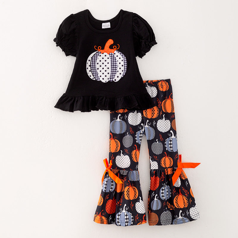 (In Stock Q1-1-1)Girls Halloween Applique Outfit Set