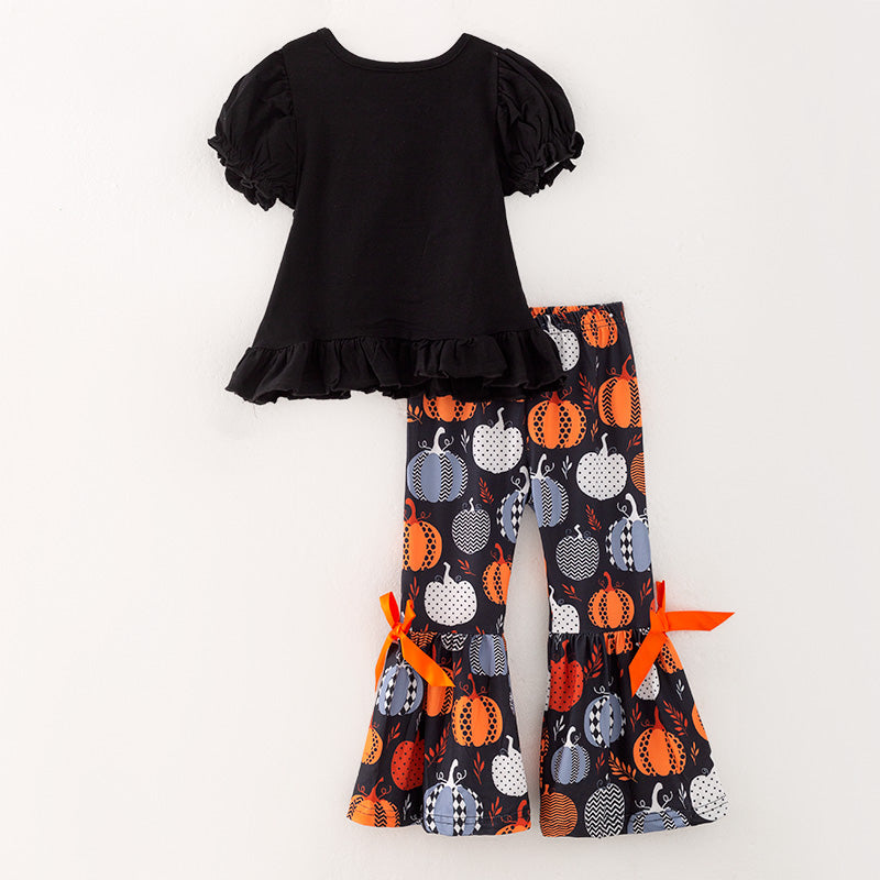 (In Stock Q1-1-1)Girls Halloween Applique Outfit Set