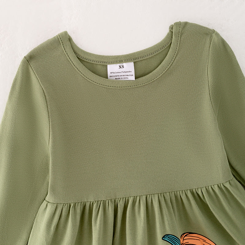 (In Stock E38-4-3)Girls Halloween and Thanksgiving Print Outfit Set