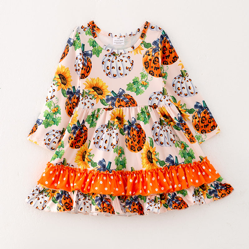 (In Stock E30-5-3)Girls Halloween Print Dress