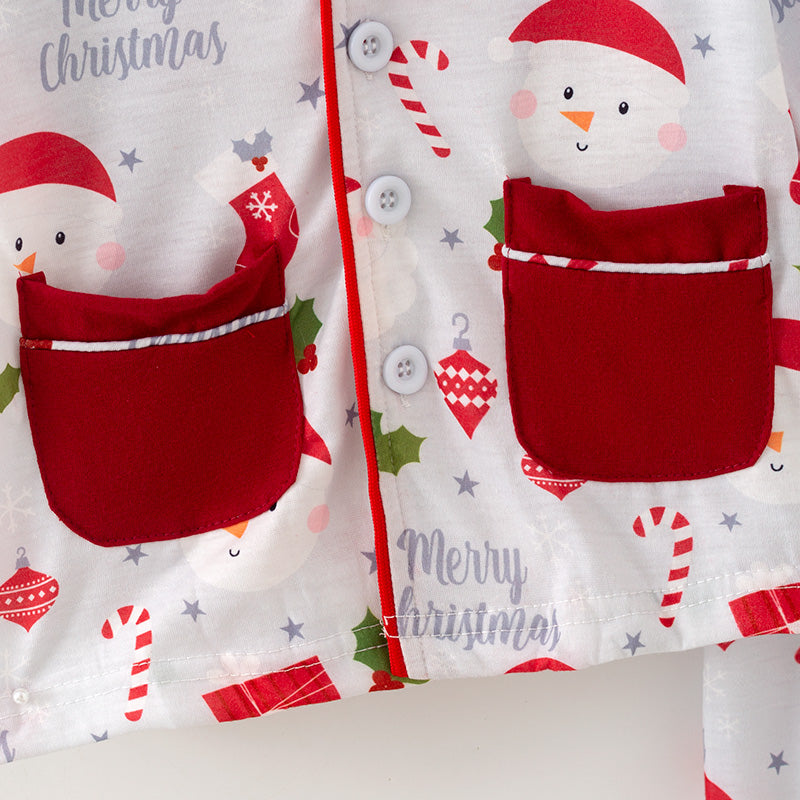 (In Stock)Boys Christmas Snowman Print Pajamas