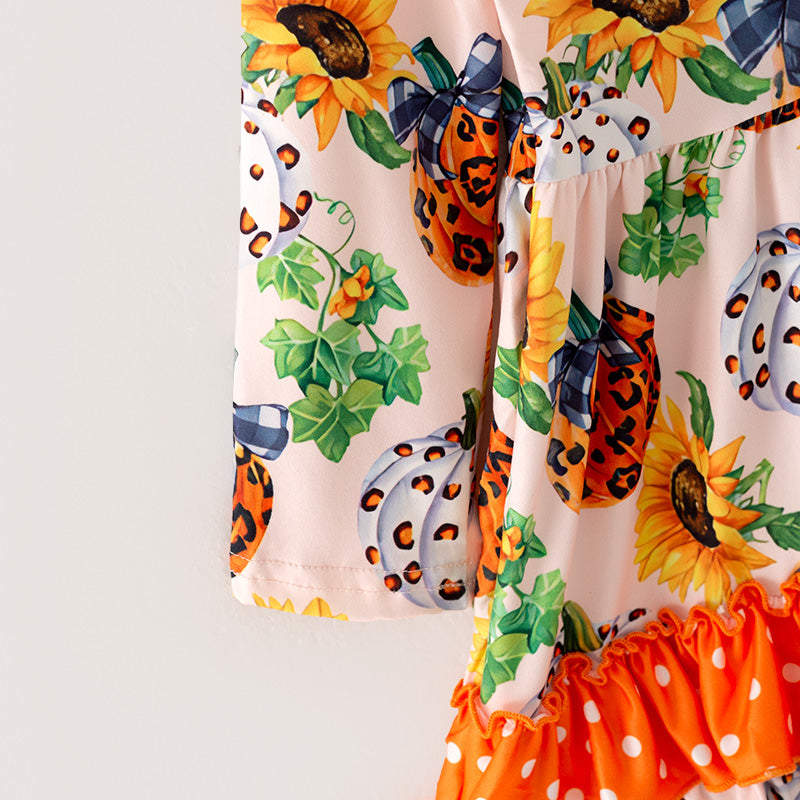 (In Stock E30-5-3)Girls Halloween Print Dress