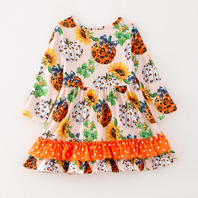 (In Stock E30-5-3)Girls Halloween Print Dress