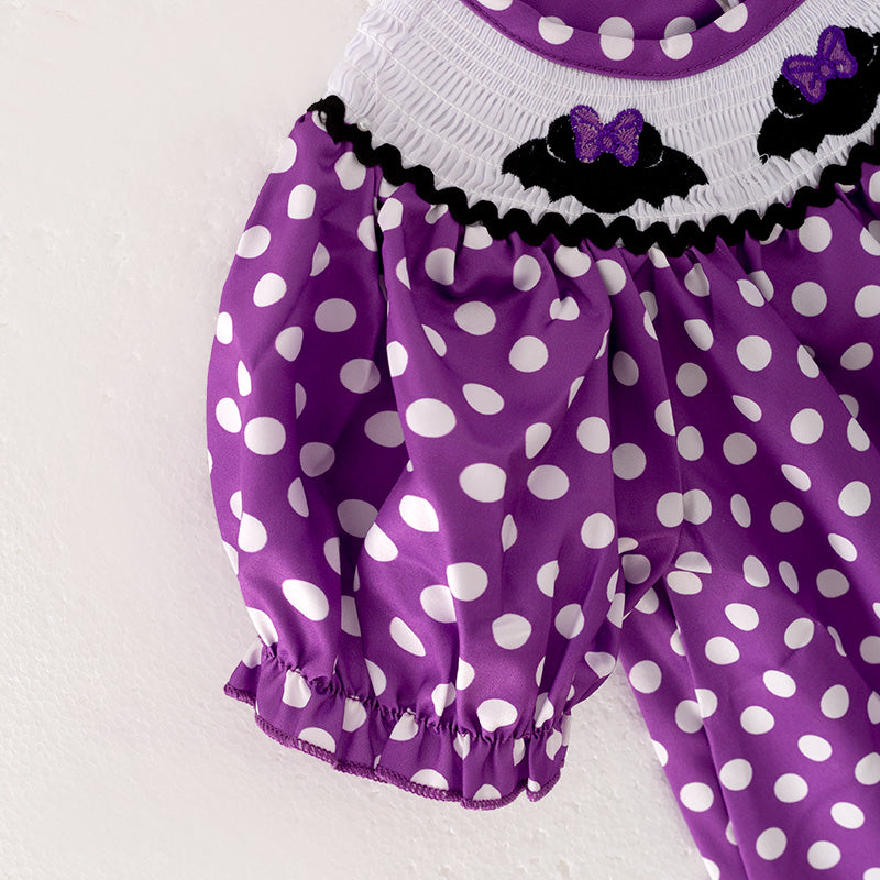 (In Srock E38-2-2)Girls Halloween Embroidery Smocked Dress