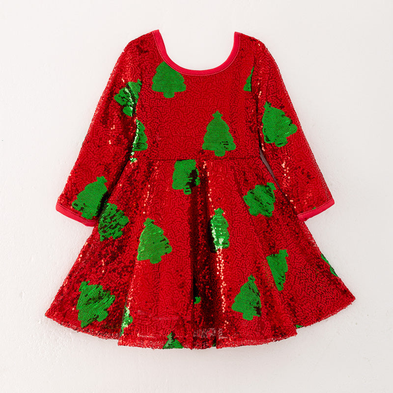 (In Stock A5-6-2)Girls Christmas Sequin Dress