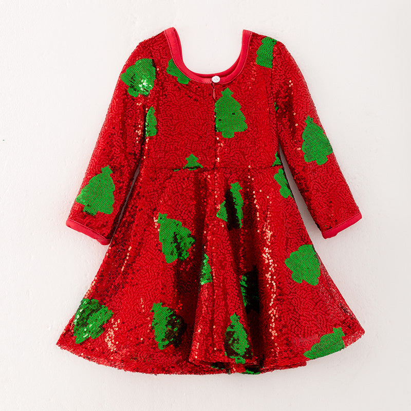 (In Stock A5-6-2)Girls Christmas Sequin Dress