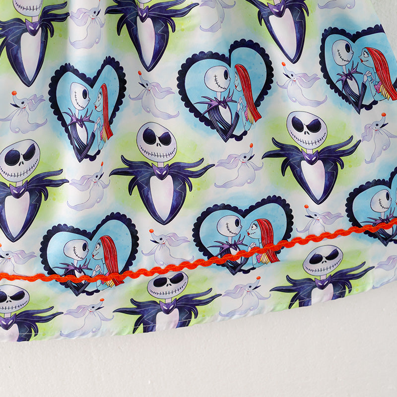 (In Stock Q4-3-1)Girls Halloween Embroidery Smocked Dress