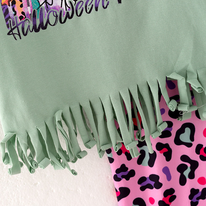 (In Stock Q3-1-1)Girls Halloween Print Outfit Set