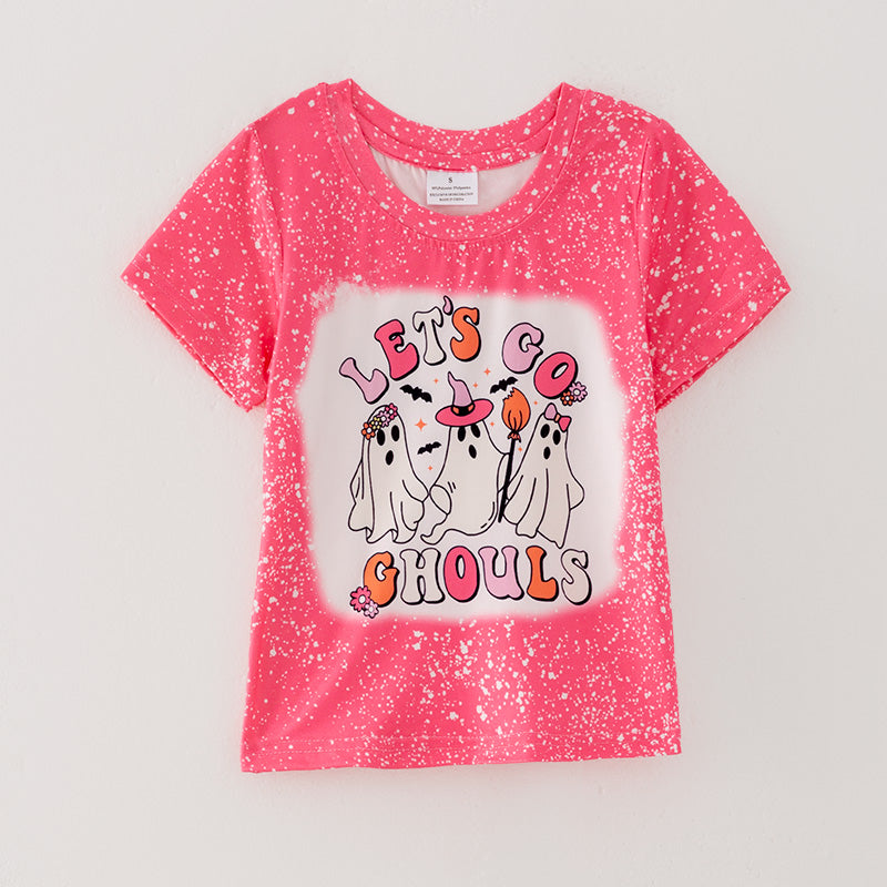 (In Stock E38-1-2)Girls Halloween Ghost Print Top